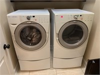 2PC WHIRLPOOL FRONT LOAD WASHER & DRYER/PEDESTALS