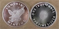(2) One Ounce Silver Rounds: Sunshine Mint #3