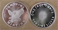 (2) One Ounce Silver Rounds: Sunshine Mint #4