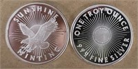 (2) One Ounce Silver Rounds: Sunshine Mint #8