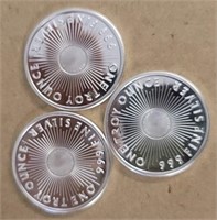 (3) One Ounce Silver Rounds: Sunshine Mint #1