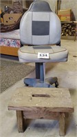 Boat seat office chair w/ small stool