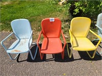 Metal lawn chairs (3) - need TLC - wobbly