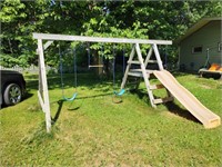 Wooden framed swing set - swings/slide - YOU MOVE