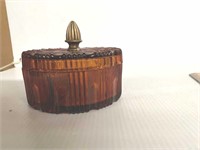 AMBER DISH WITH LID