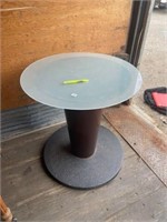 WOOD BASE GLASS TOP TABLE