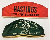 Two Vintage Advertising Workers Caps