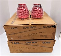 Two Cases of Vintage Low Boy Red  Candle Jars