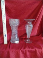 2 Etched Glass Vases