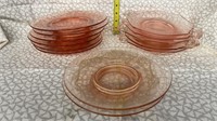 Flat of pink glass plates