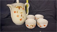 Halls Superior Jewel Tea cups & teapot