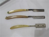 3 Vintage Straight Razors Morley Wester Durham