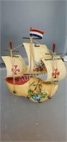 Vintage 4 in Holland wooden shoe sailboat trinket