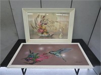 UNFRAMED SIGNED OIL 'HUMMINGBIRD' & PRINT