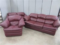 3 PIECE BURGUNDY LEATHER SOFA SET