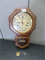 OAK REGULATOR WALL CLOCK WITH KEY & PENDULUM