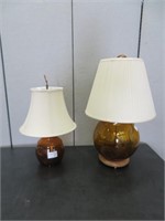 2 GLASS BASED TABLE LAMPS WITH SHADES