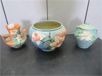 3 PIECES ROSEVILL POTTERY (DAMAGED)
