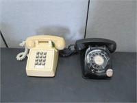 OLD ROTARY DIAL PHONE & PUSH BUTTON PHONE