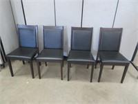SET OF 4 BLACK LEATHER SEATED & BACKED DINERS