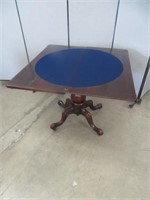 VICTORIAN ROSEWOOD GAMES TABLE ON WHEELS