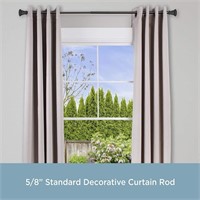 Seville Matte Window Curtain Rod, 48 to 86", Black