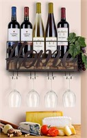 Wall Mounted Wine Rack - Bottle & Glass Holder