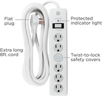 GE, White, 6 Outlet Surge Protector