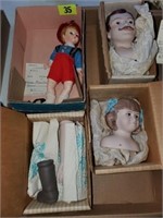 FLAT OF BISQUE DOLL PARTS