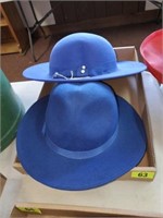 2 BLUE WOMENS HATS