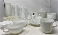 VERY LARGE LOT OF MILK GLASS