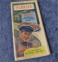 Sinclair Gasoline 1940's Florida Road Map