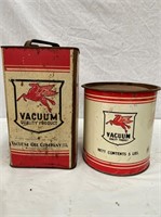 Vacuum 5 lb grease tin & Gargoyle cylinder oil tin