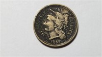 1865 3c Three Cent Nickel