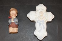 Cross Trinket Box & Praying Boy Figurine