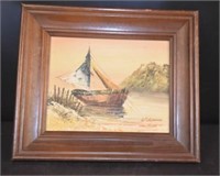 Oil on Board - Sailboat Signed By Artist
