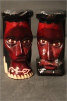 Pair of Hand Carved Tikis Heads