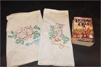 Embroidered Owl Towel/ Owl Paperback Book