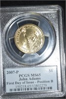 2007 P PCGS MS65 John Adams $1 Coin