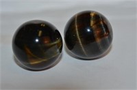 Pair Of Small Tiger Eye Spheres
