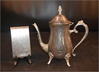 Silver Plated Tea Pot & Cigarette Case