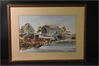 Framed Watercolor - Water Dock