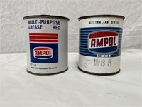 2 Ampol 1 lb grease tins