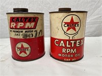 2 Caltex RPM quart oil tins