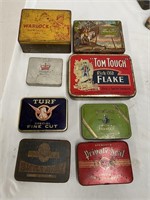 8 assorted tobacco tins