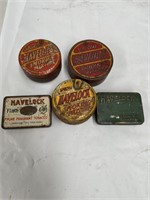 5 Havelock tobacco tins