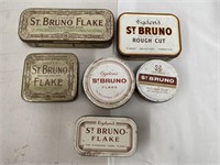6 Ogden's St Brunos tobacco tins