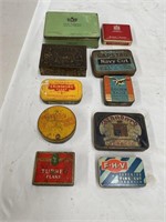 10 assorted tobacco tins