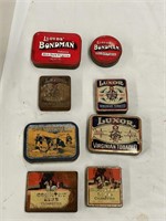 8 assorted tobacco tins, Luxor, Bondsman etc
