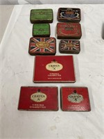 9 assorted tobacco tins, Town Talk, Lucky Hit etc